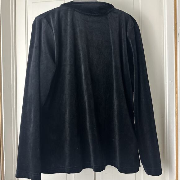 Sag Harbor Sport Jacket Womens X-Large Black Velvet Rhinestone Ruffled Full Zip - Picture 4 of 4